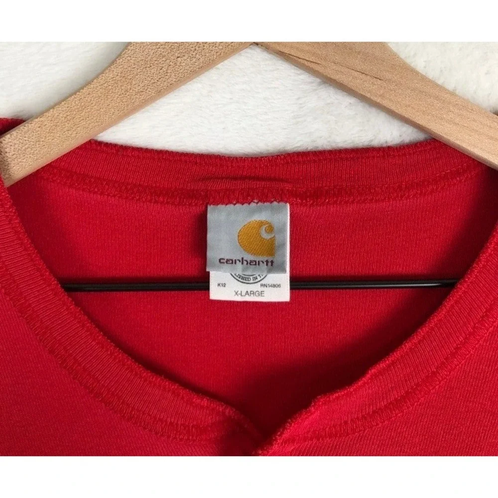 VTG CARHARTT K12 Cotton‎ Union Suit Men's XL Red Long Sleeve One Piece Thermal